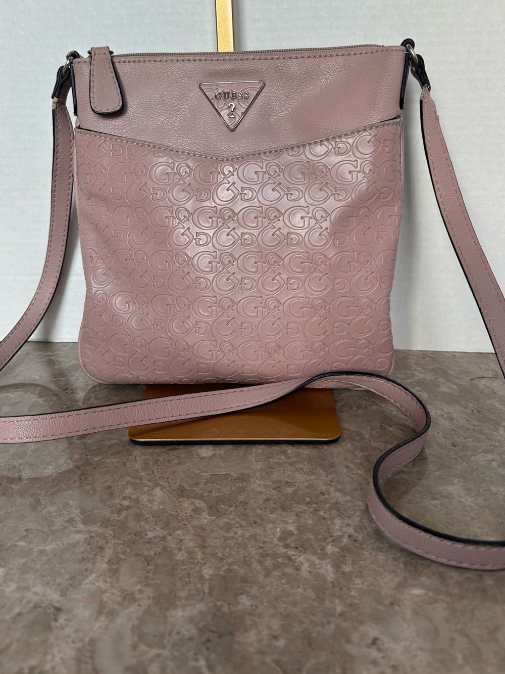 GUESS Pink/Mauve Embossed Crossbody Logo Bag Coquette Minimalist Crossbody Y2K